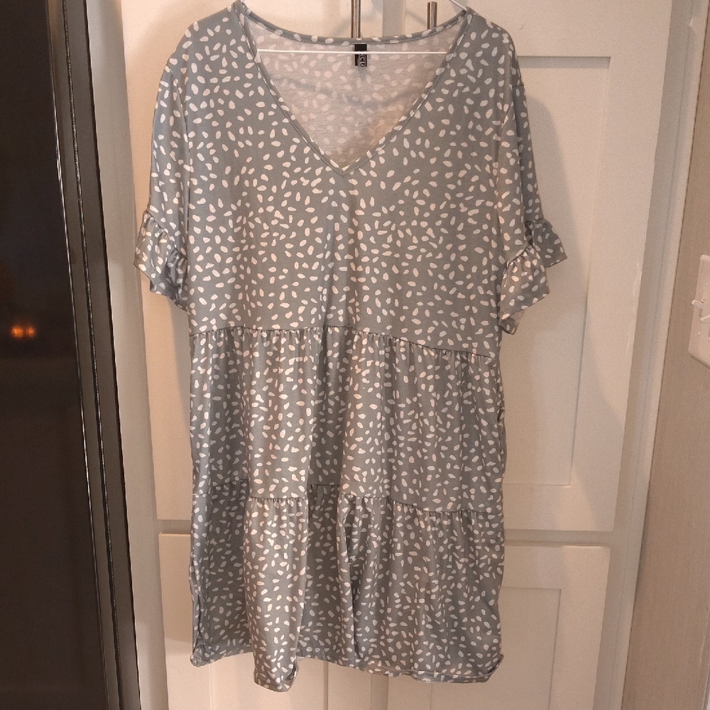 Women's Blue and White Mini Dress